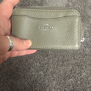 Coach Sage Green Leather Card Wallet